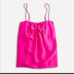 JCREW NWOT Collection bow tank top in garment-dyed silk / x-small /neon flamingo